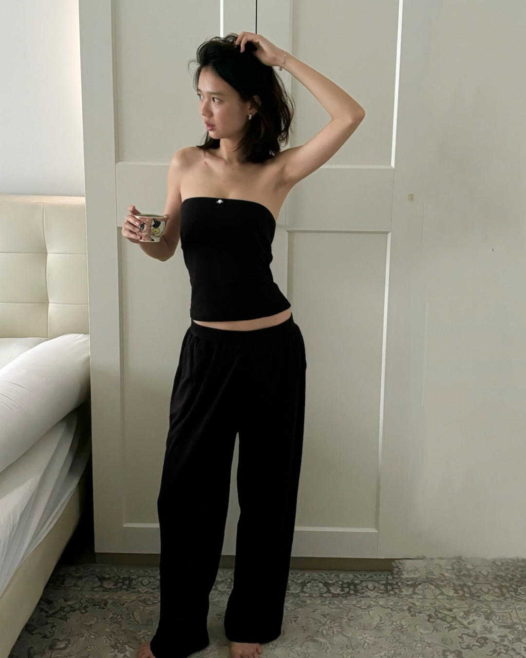 Pointelle Easy Pant - Black