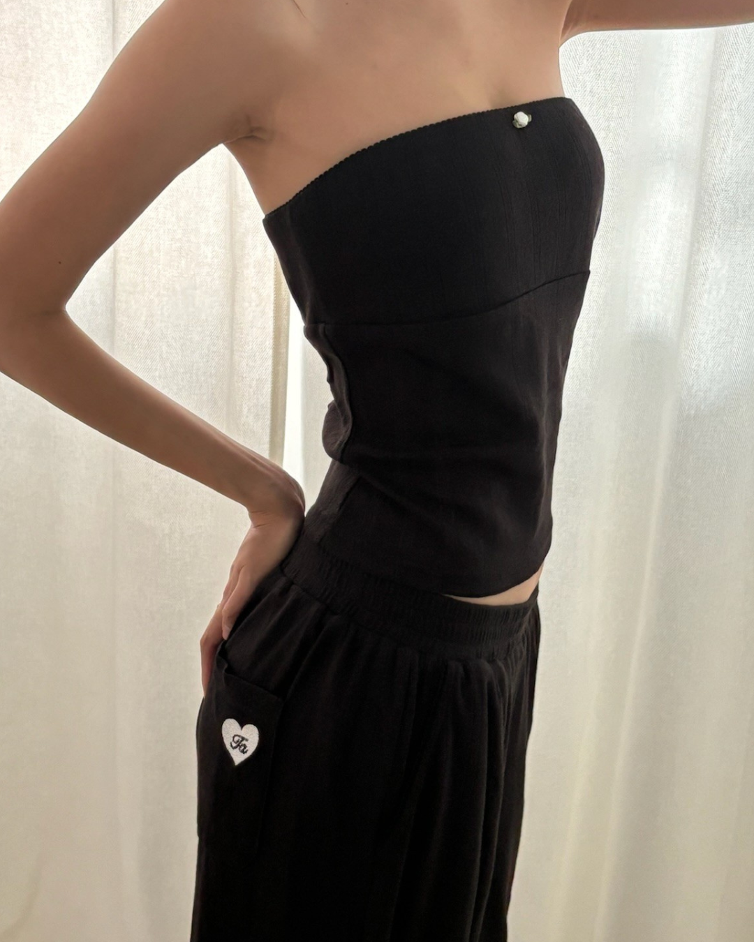 Pointelle Easy Pant - Black