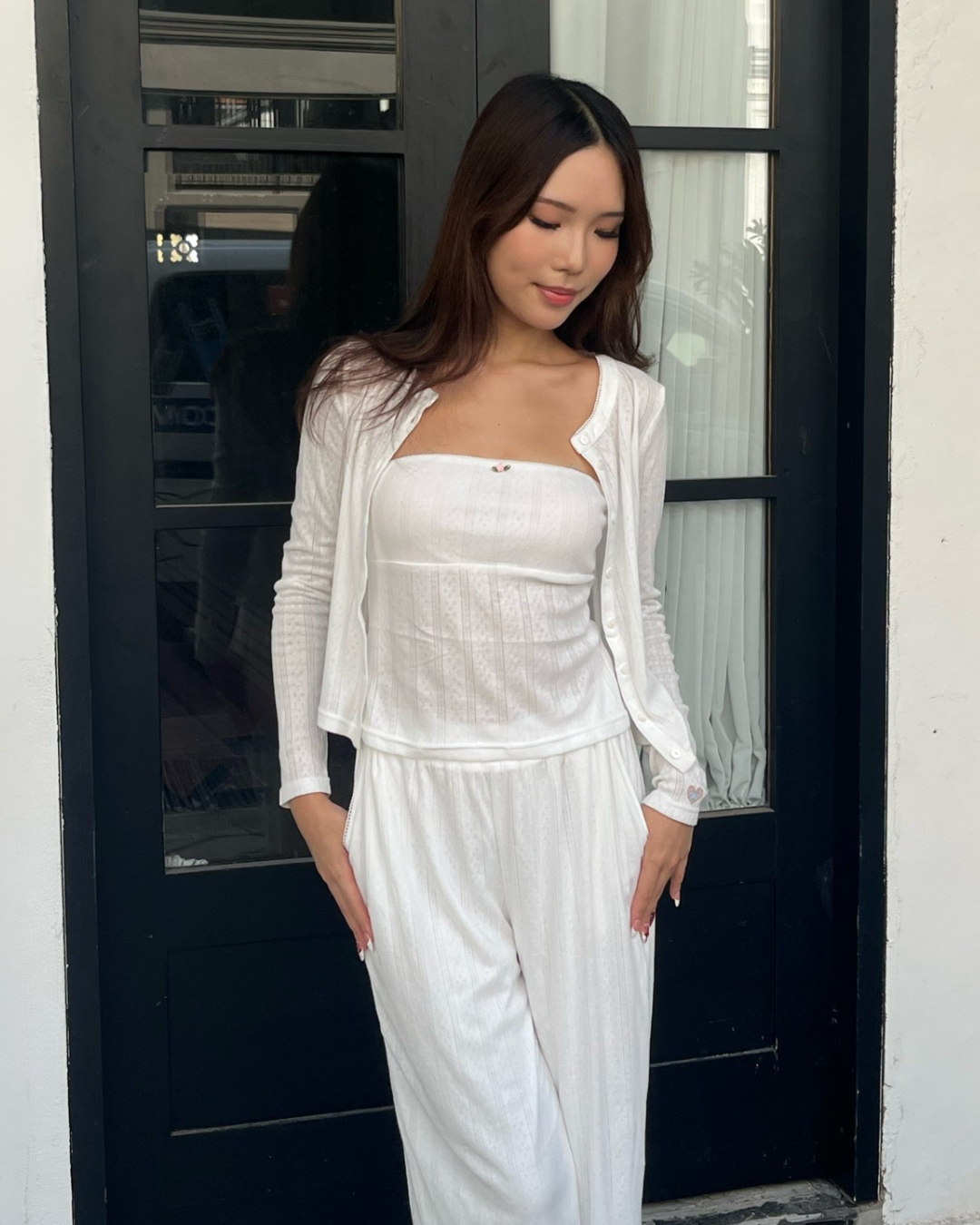 Pointelle Cozy Cardigan - White