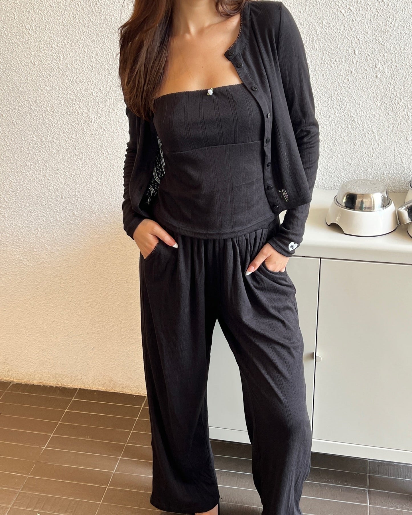 Dreamy Pointelle Set - Black