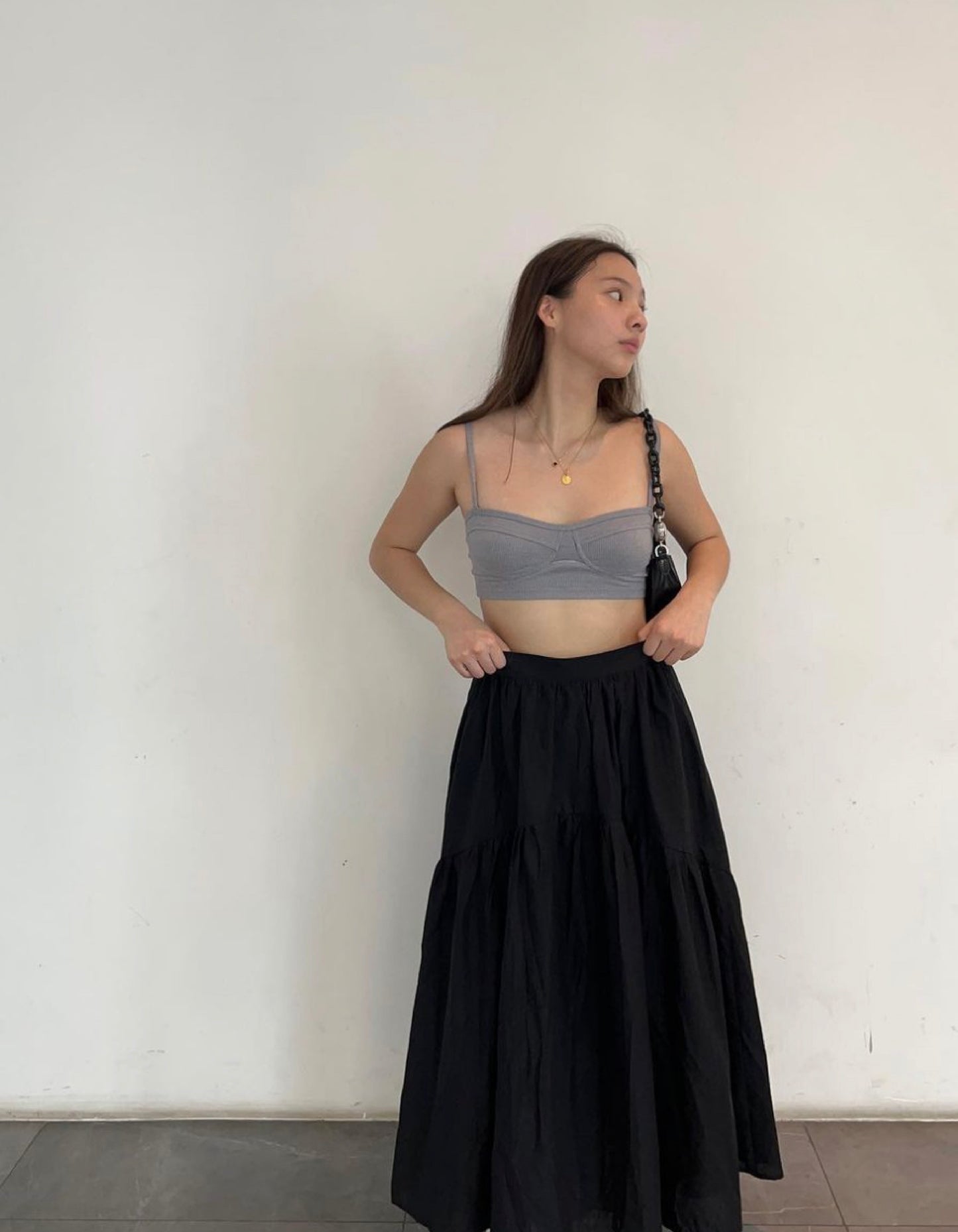 The Outside Knitted Bralette - Stormy grey