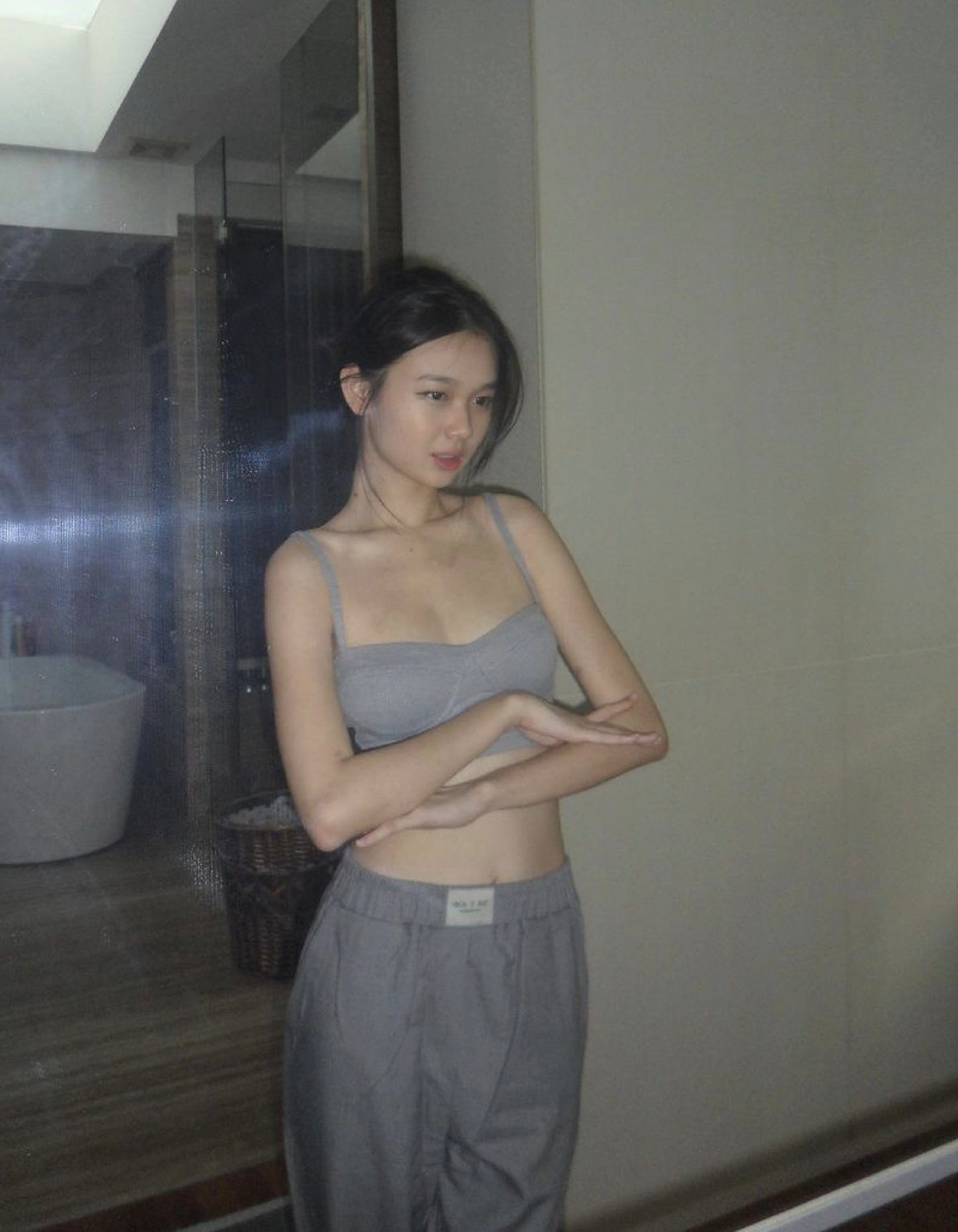 The Outside Knitted Bralette - Stormy grey