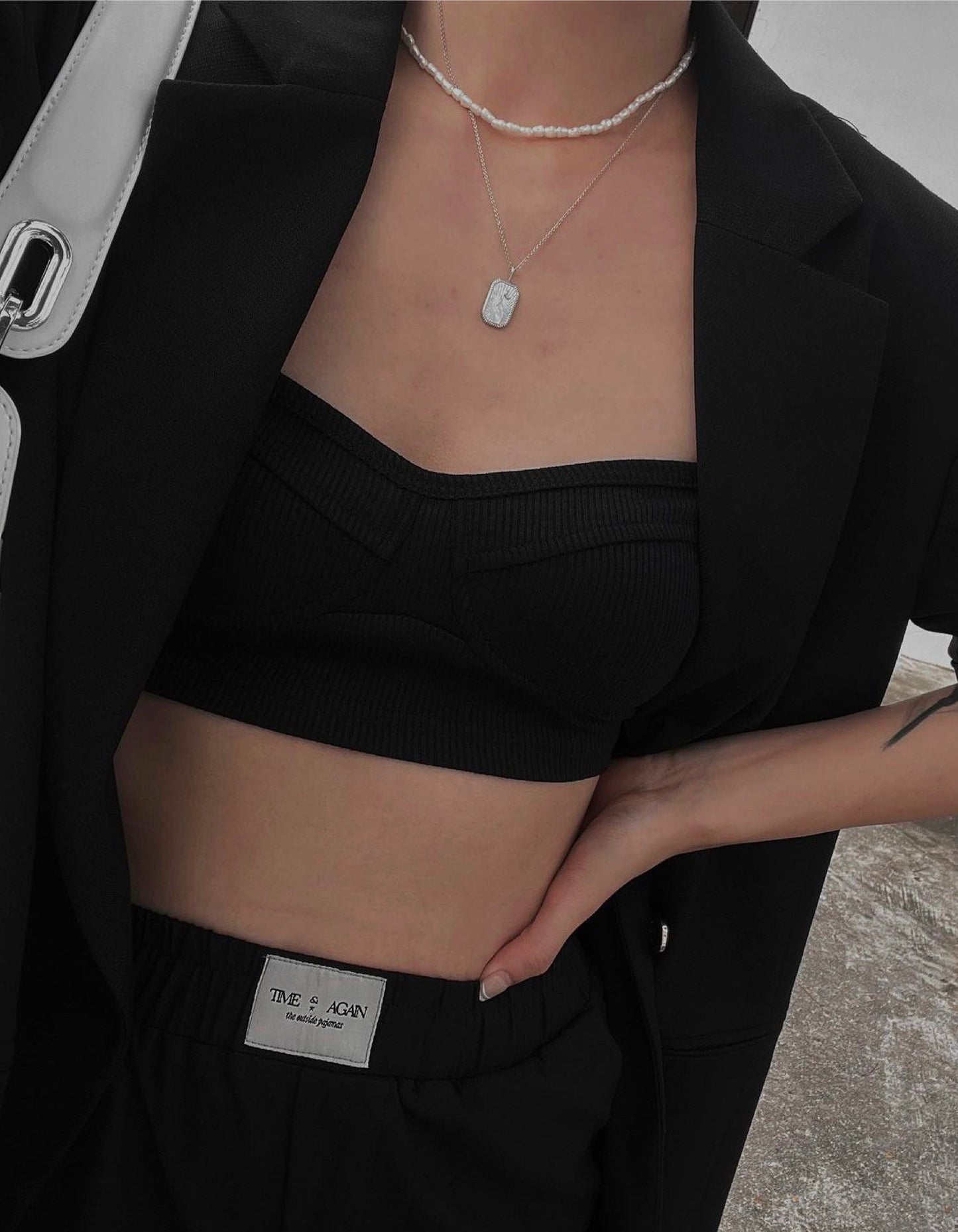 The Outside Knitted Bralette - Liquorice