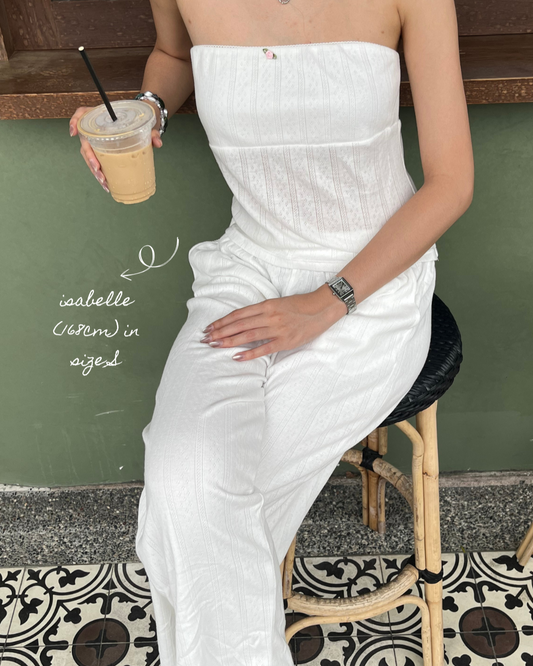 Pointelle Easy Pant - White