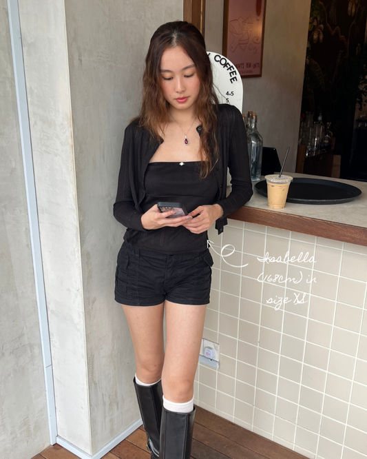 Pointelle Rose Tube - Black