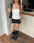 Pointelle Rose Tube - White