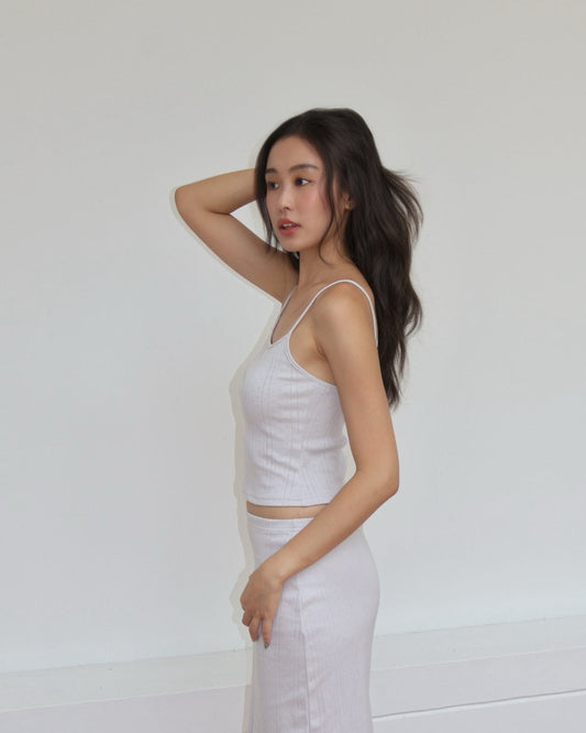 The Lola Tank - Dusty Blue Pointelle
