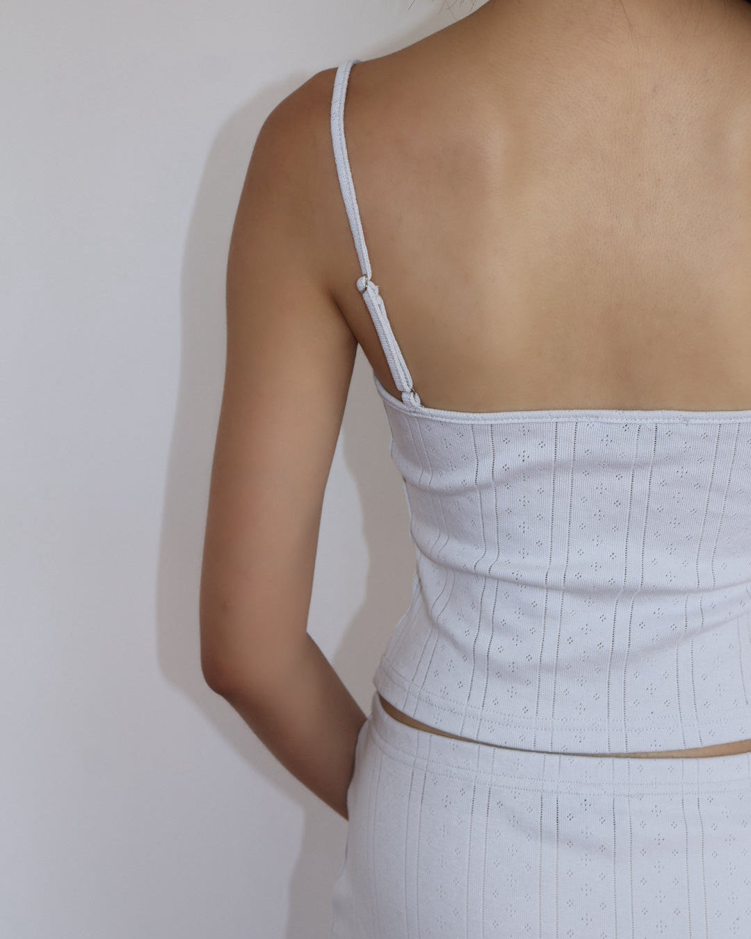 The Lola Tank - Dusty Blue Pointelle