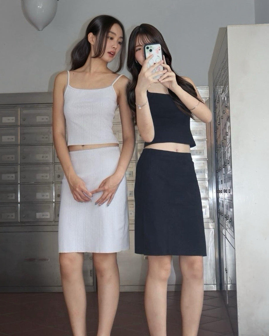 The Lola Slip Skirt - Onyx Pointelle