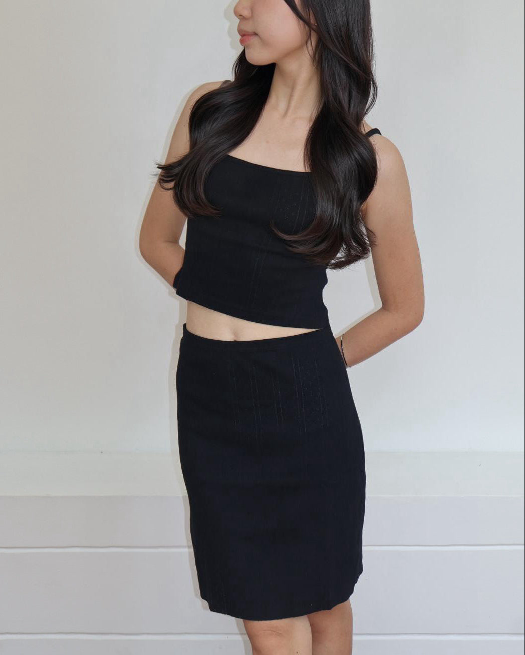 The Lola Slip Skirt - Onyx Pointelle