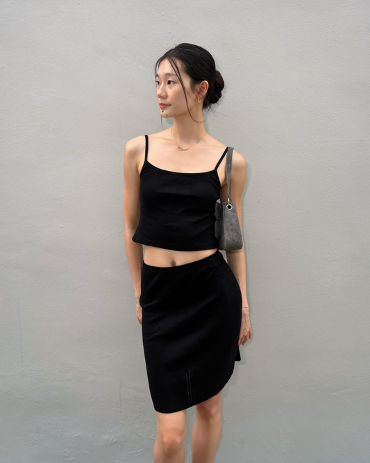 The Lola Slip Skirt - Onyx Pointelle