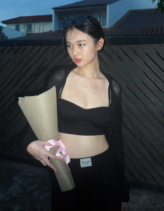 The Outside Knitted Bralette - Liquorice