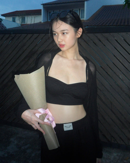 The Outside Knitted Bralette - Liquorice