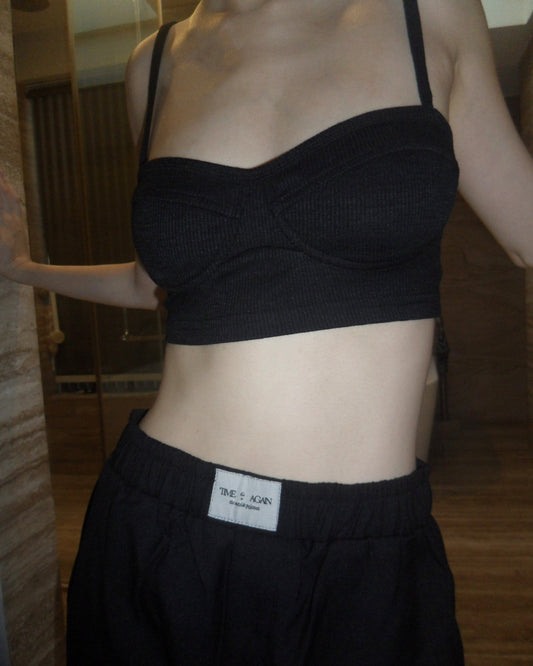 The Outside Knitted Bralette - Liquorice