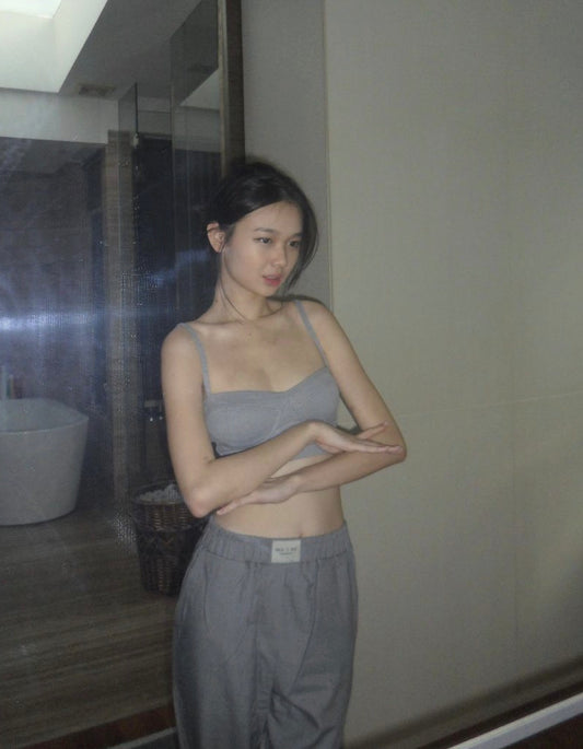 The Outside Knitted Bralette - Stormy grey