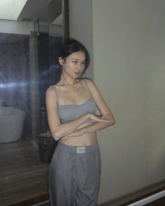 The Outside Knitted Bralette - Stormy grey