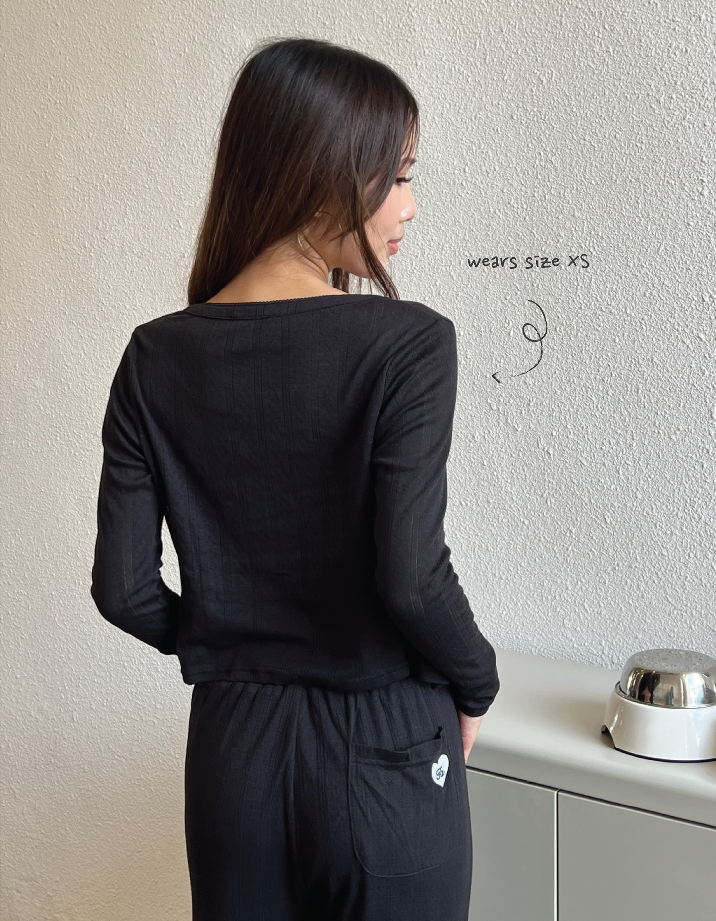 Pointelle Cozy Cardigan - Black