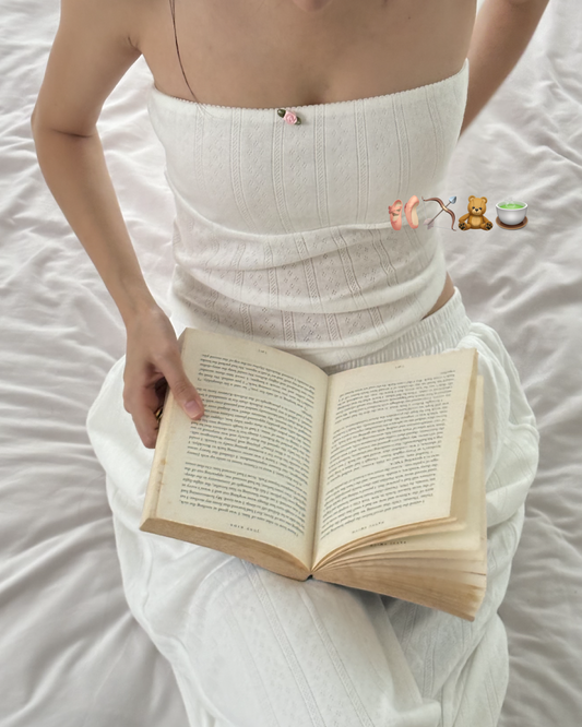 Pointelle Rose Tube - White