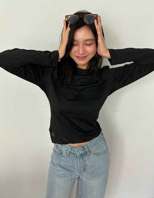 Butter Long Sleeve Tee - Black Velvet